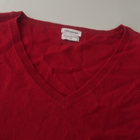 100% Cashmere V-neck Jaclyn Smith Sz XL Red Long Sleeve Sweater - Picture 6 of 8